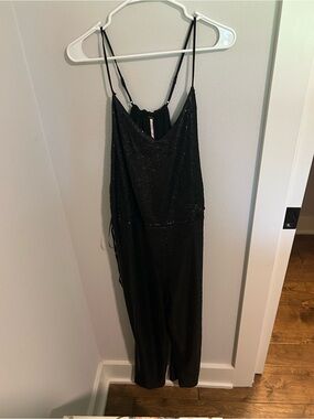 Free People Black Sequin Jumpsuit
